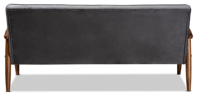 Sorrento Walnut Wooden 3-Seater Sofa - Midcentury - Sofas - By Baxton ... with regard to The Art of Choosing the Perfect 3-Seater Sofa for Your Home
