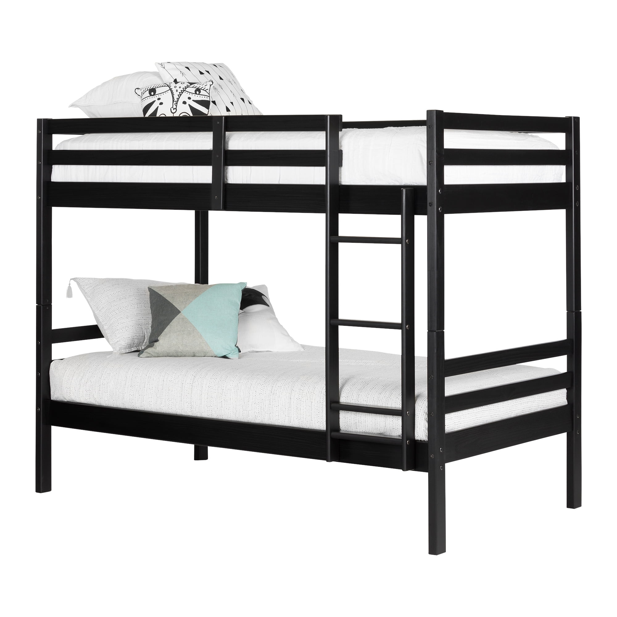 South Shore Fakto Solid Wood Bunk Beds, Matte Black - Walmart.com for South Shore Fakto Twin Over Twin Bunk Bed In Matte Black