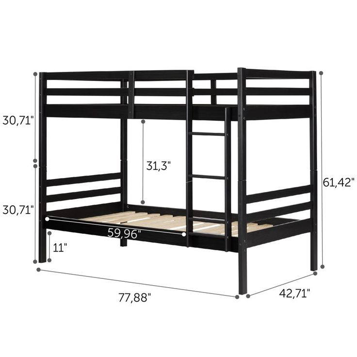 South Shore Fakto Solid Wood Bunk Beds, Matte Black - Walmart.com ... pertaining to Understanding the South Shore Fakto Twin Over Twin Bunk Bed in Matte Black Design