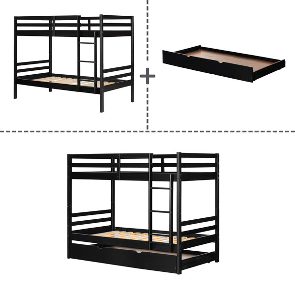 South Shore Fakto Twin Over Twin Solid Wood Standard Bunk Bed With ... inside Understanding the South Shore Fakto Twin Over Twin Bunk Bed in Matte Black Design