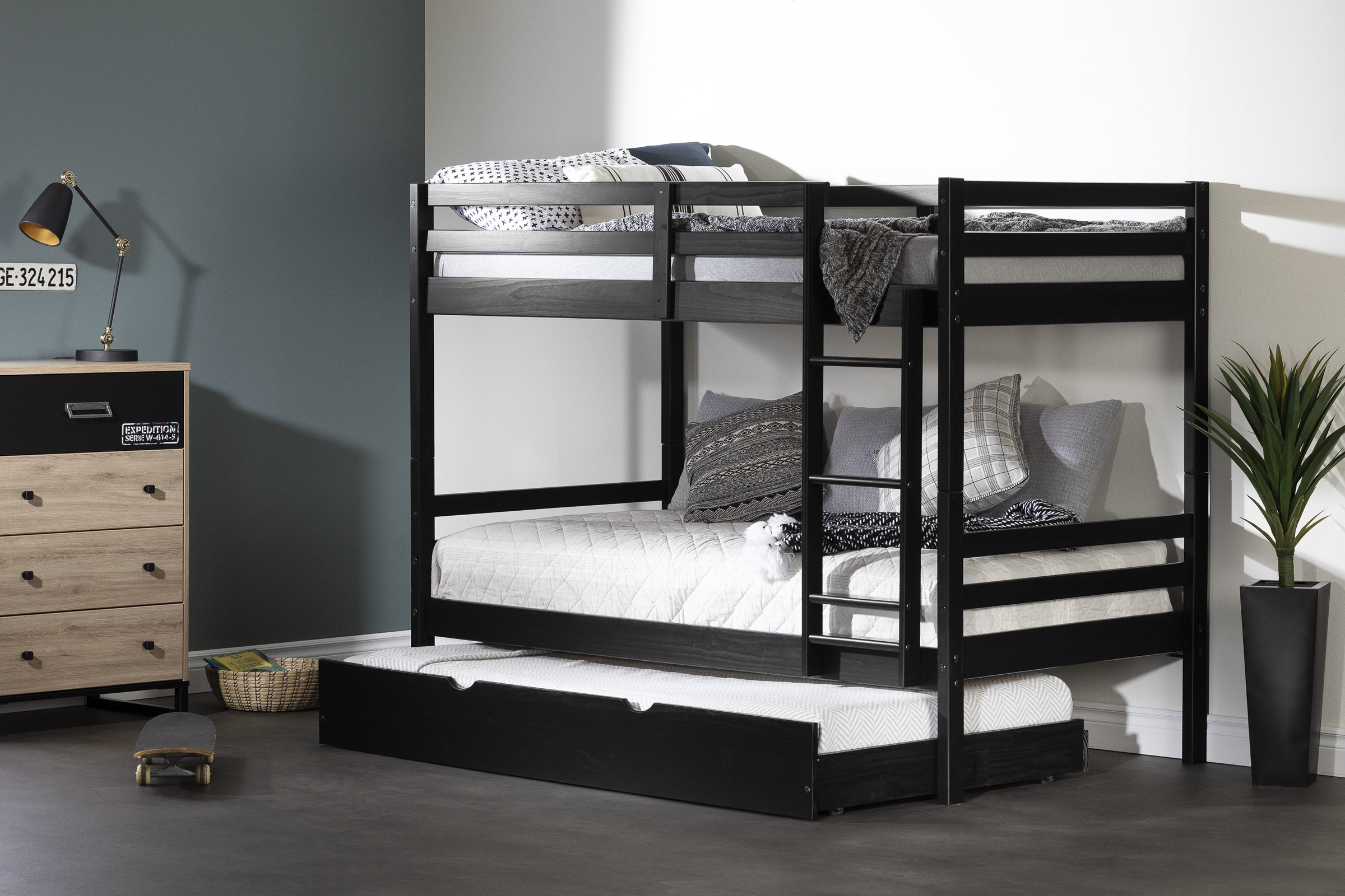 South Shore Fakto Twin Over Twin Solid Wood Standard Bunk Bed With ... pertaining to Understanding the South Shore Fakto Twin Over Twin Bunk Bed in Matte Black Design