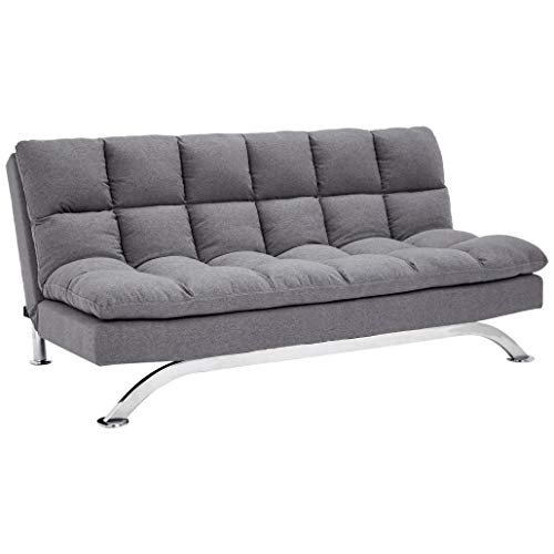 Sunrise Coast Geneva Fabric-Upholstery Futon Couch With Stainless-Steel ... throughout Coast Upholstered Fabric Sofa, Gray