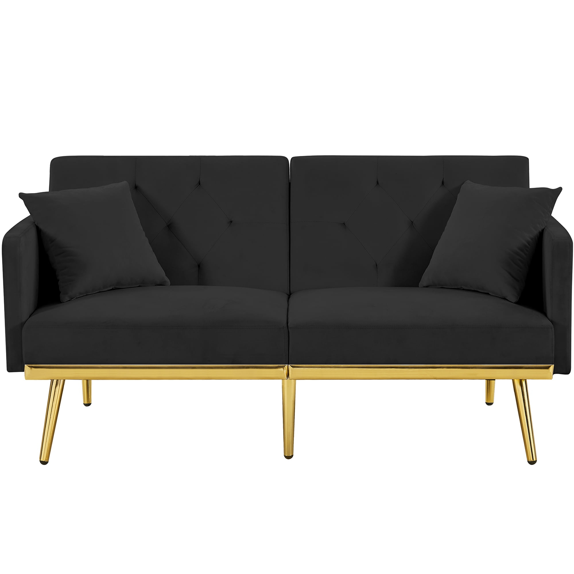 Syngar Couches For Living Room, Velvet Upholstered Convertible Sofa Bed ... throughout Vidaxl Sofa Bed Upholstered Convertible Sofa Bed With 2 Pillows Black Velvet