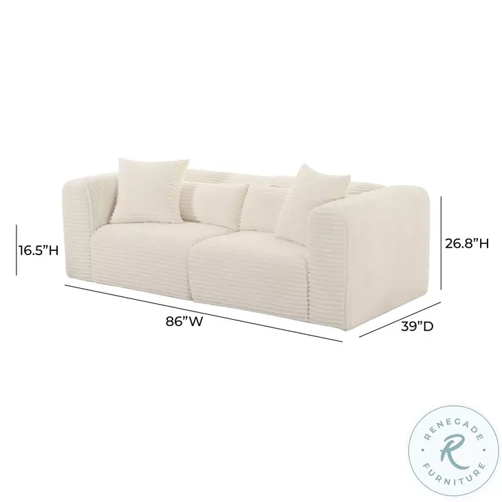 Tarra Fluffy Cream Corduroy Oversized Modular Loveseat From Tov ... with regard to Exploring the Texture and Durability of Corduroy Fabric in Furniture