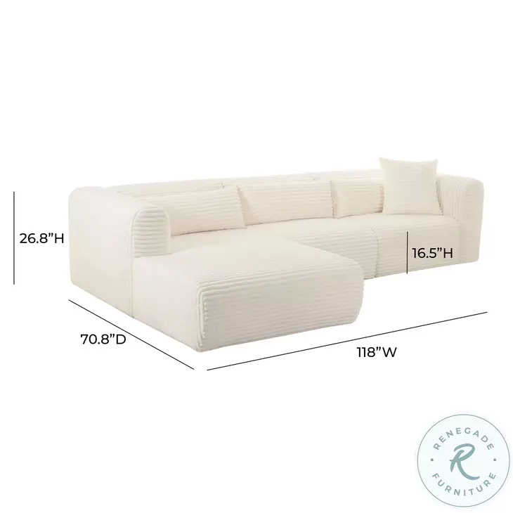 Tarra Fluffy Cream Corduroy Oversized Modular Sectional From Tov ... regarding Tarra Fluffy Oversized Cream Corduroy Modular Raf Sectional - Cream