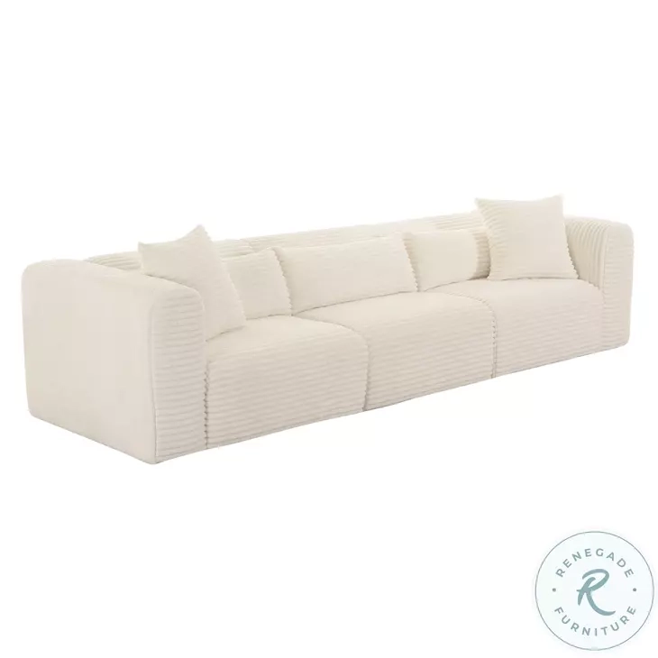 Tarra Fluffy Cream Corduroy Oversized Modular Sofa From Tov | Coleman ... intended for Exploring the Texture and Durability of Corduroy Fabric in Furniture