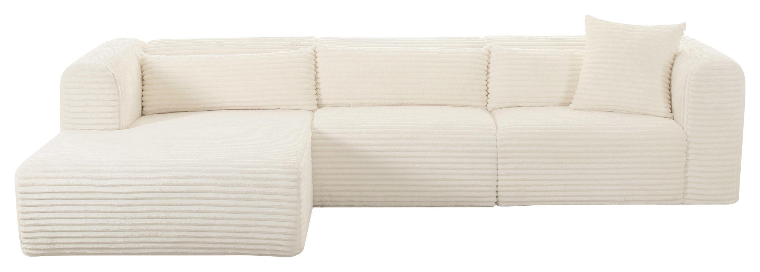 Tarra Fluffy Oversized Cream Corduroy Modular Laf Sectional - Cream ... regarding Exploring the Texture and Durability of Corduroy Fabric in Furniture