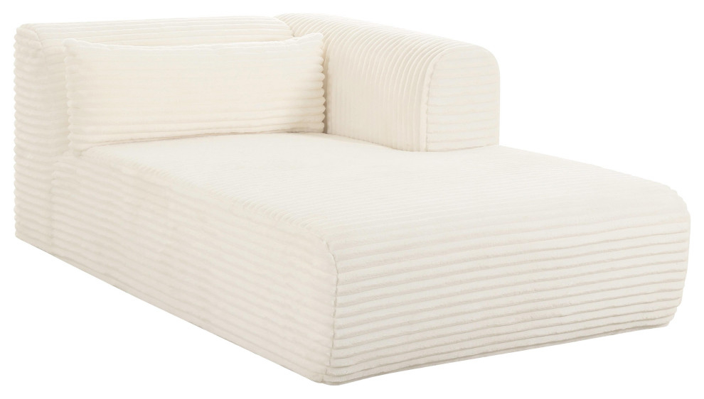 Tarra Fluffy Oversized Cream Corduroy Modular Raf Chaise - Cream ... throughout Exploring the Texture and Durability of Corduroy Fabric in Furniture