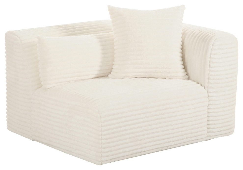 Tarra Fluffy Oversized Cream Corduroy Modular Raf Corner Chair - Cream ... throughout Tarra Fluffy Oversized Cream Corduroy Modular Raf Sectional - Cream