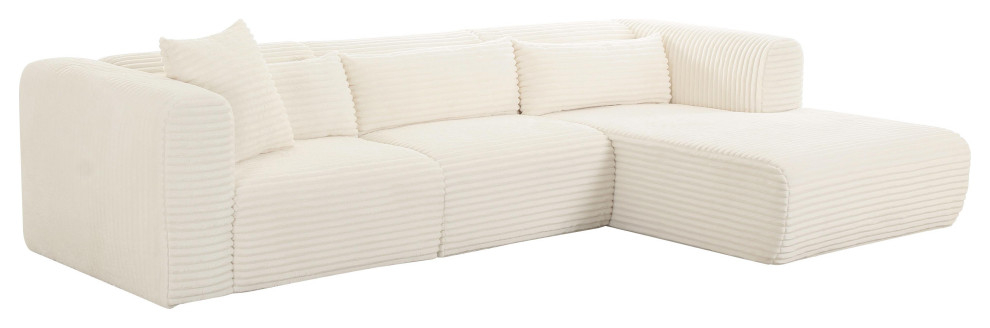 Tarra Fluffy Oversized Cream Corduroy Modular Raf Sectional - Cream ... inside Exploring the Texture and Durability of Corduroy Fabric in Furniture