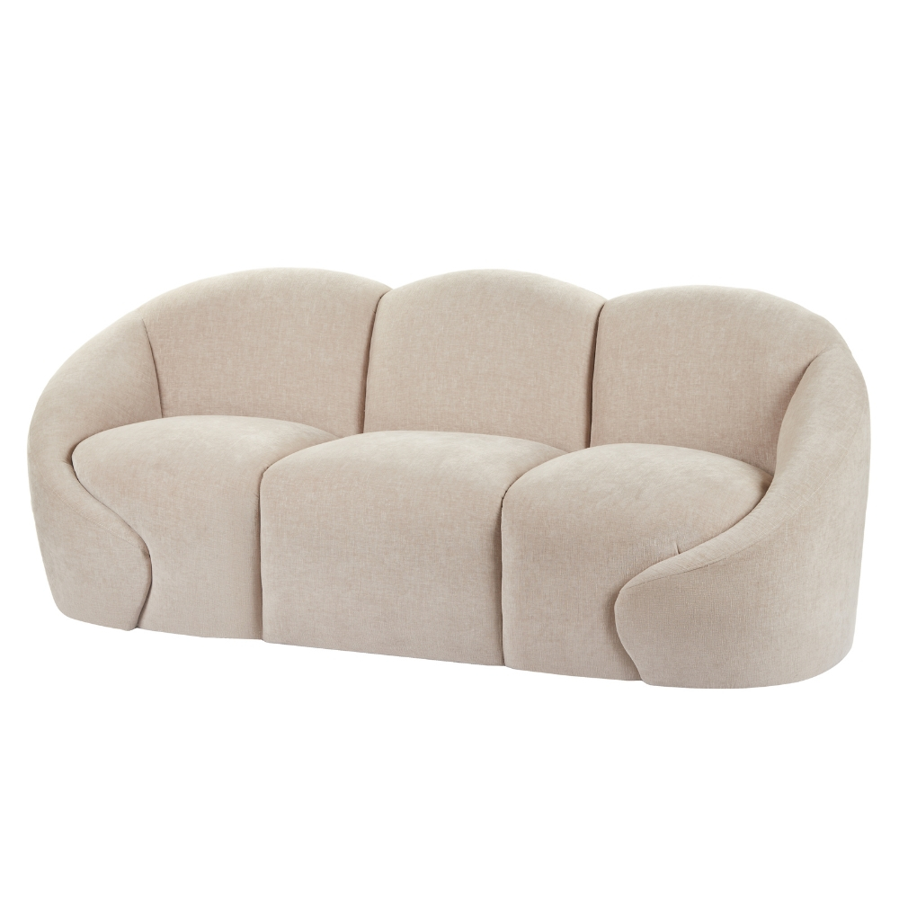 Tessa Formes Curved 3 Seater Sofa -Taupe - Ele Living regarding 3-Seater Sofa, Taupe
