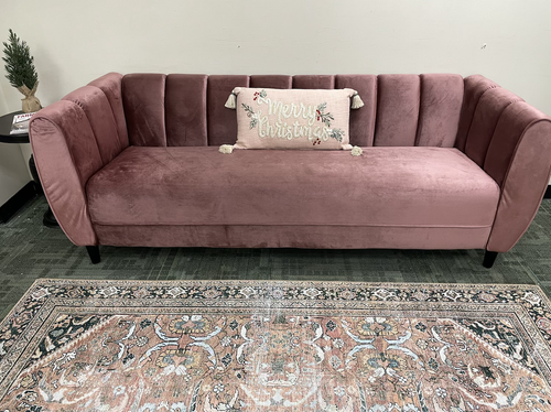 The Mauve: Velvet Sofa | Borrowed Eclective for serenity 79 mauve velvet sofa with black metal legs redefining luxury seating experiences