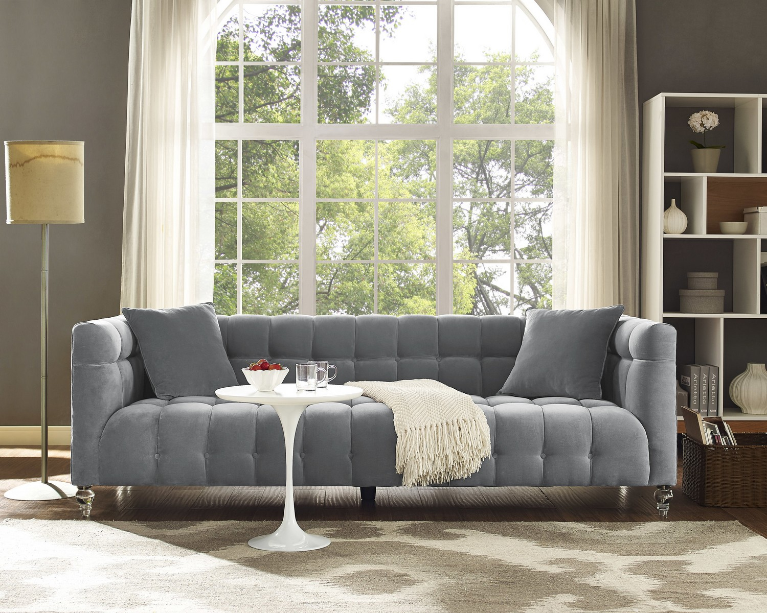 Tov Furniture Bea Grey Velvet Sofa S100 At Homelement.com inside Bea Grey Velvet Sofa