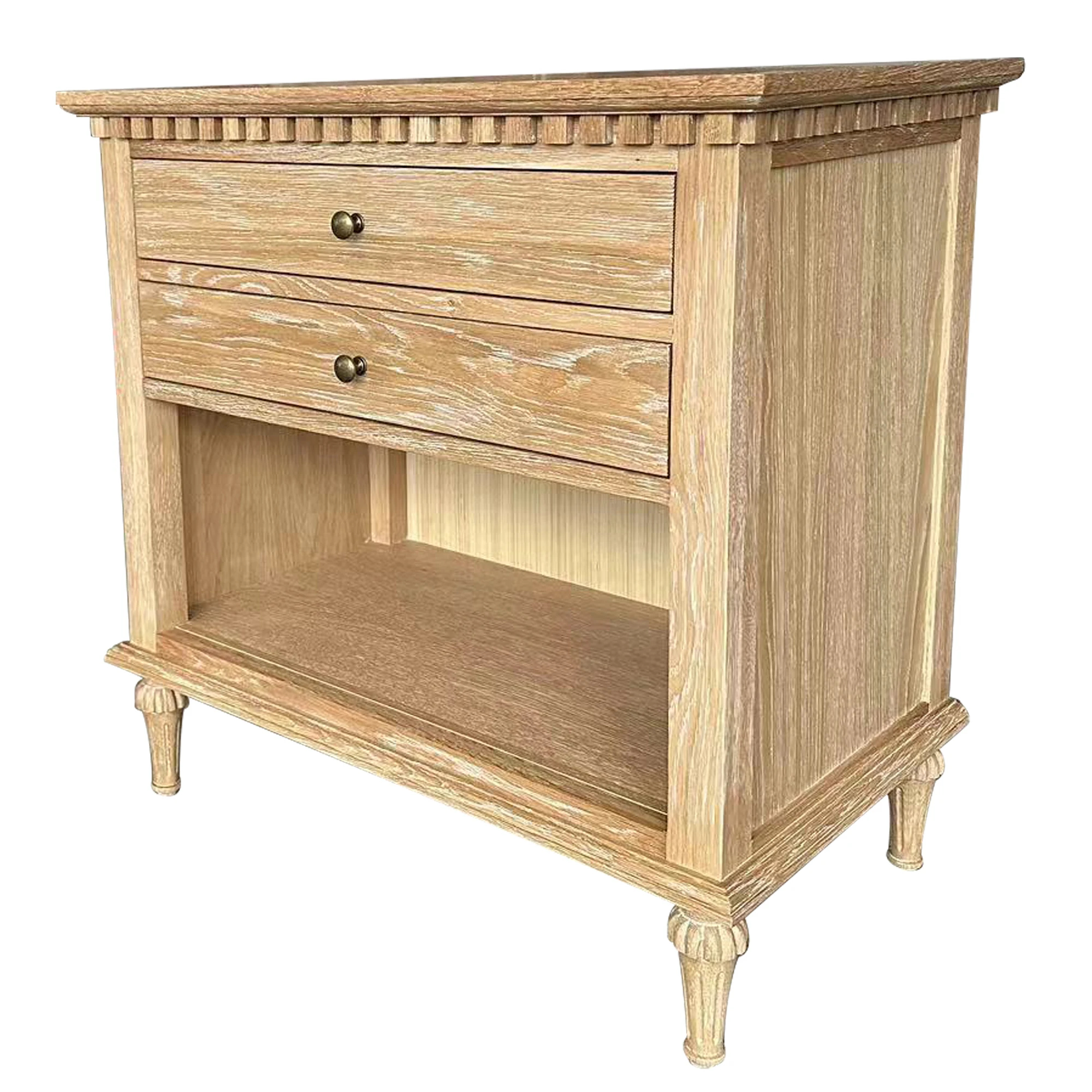 Traditional Design Hamptons Style Bedroom Furniture Solid Oak Wood ... throughout Atlantic Bedroom Distressed Solid Wood Nightstand/Bedside Table