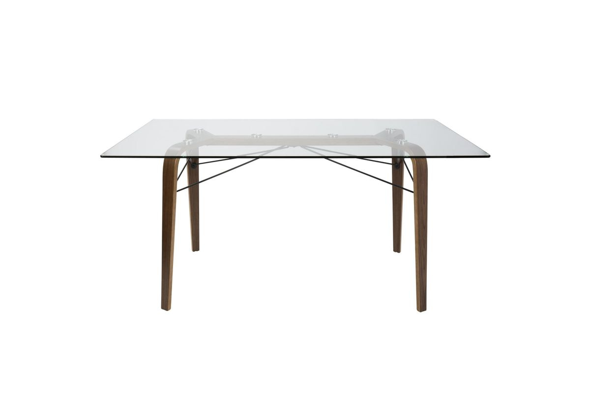 Trilogy Mid-Century Modern Dining Table In Walnut And Clear Glass By ... within Understanding the timeless appeal of walnut wood dining tables