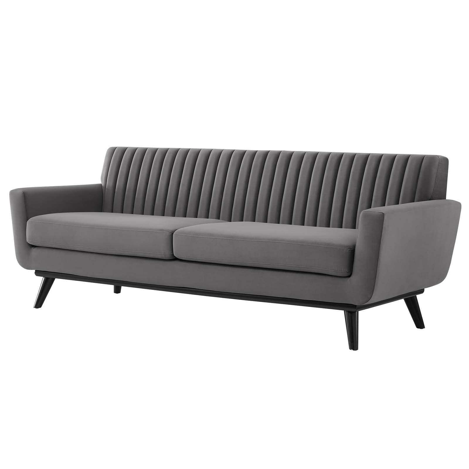 Tufted Sofa, Velvet, Grey Gray, Modern Contemporary Urban Design ... with regard to Tufted Sofa, Velvet, Gray, Modern, Living Lounge Hotel Lobby Hospitality