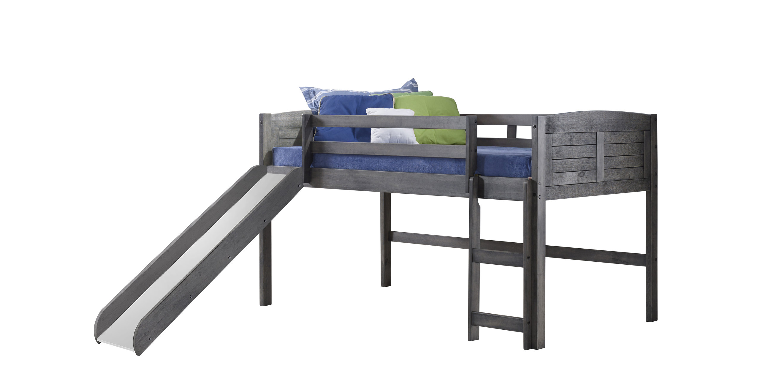 Twin Louver Low Loft W/Slide Antique Grey - Transitional - Loft Beds ... with regard to How to Choose the Right Twin Louver Low Loft With Slide and Zebra Tent Kit for Your Space