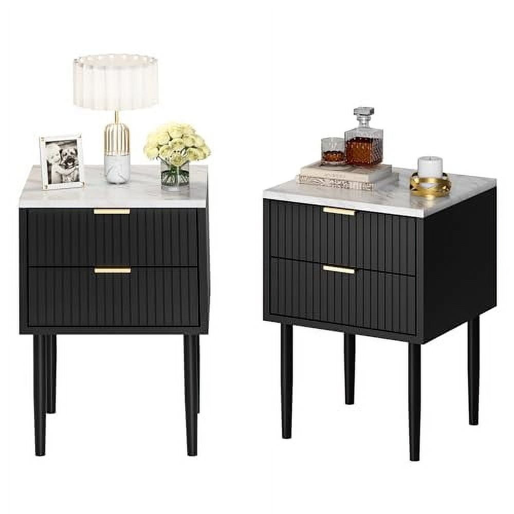 Uev Black Nightstand Set Of 2 For Bedroom,Modern Two Drawers Nightstand ... inside Understanding the Appeal of Modern Faux Wood Bedroom Furniture