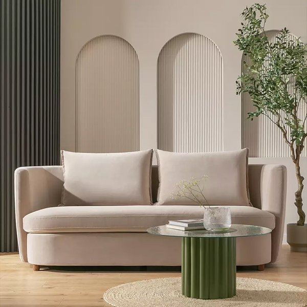 Velvet 3 Seater Sofa - Empire Furniture intended for How to choose the perfect beige seating for your living space
