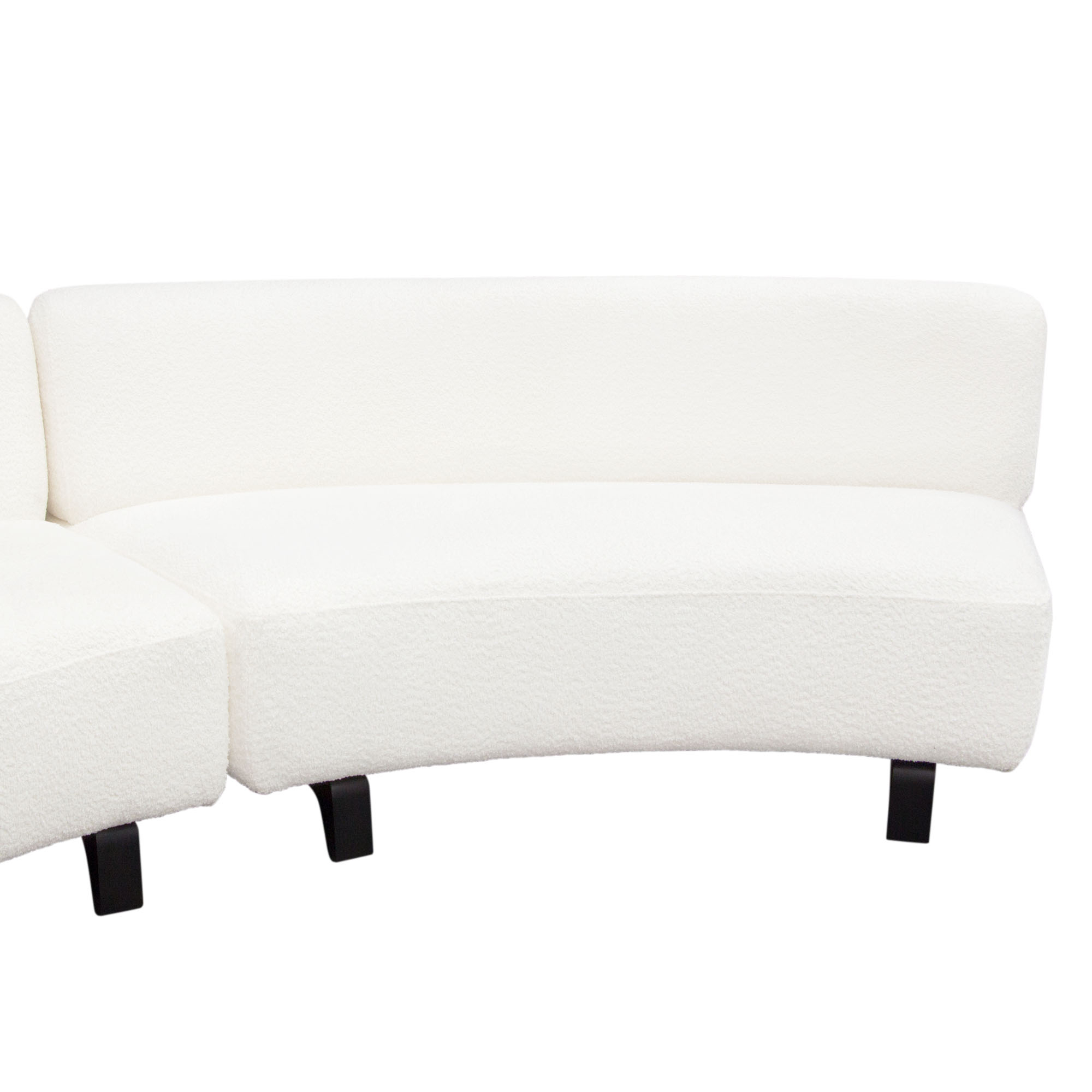 Vesper 3Pc Modular Curved Armless Sofa In Faux White Shearling W/ Black ... pertaining to Understanding the Versatility of Vesper Curved Armless Sofa in Modern Interior Design