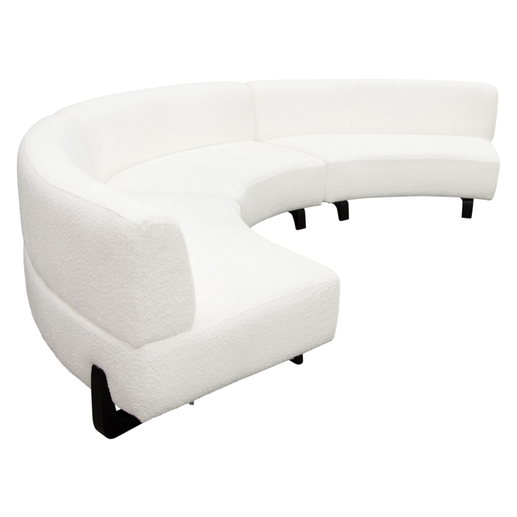 Vesper 3Pc Modular Curved Armless Sofa In Faux White Shearling W/ Black ... with regard to Vesper Curved Armless Sofa, White