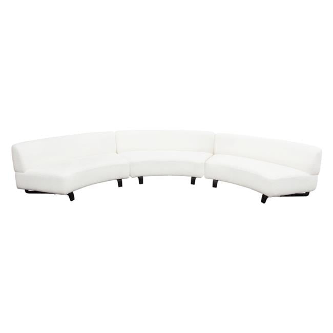Vesper Modular Curved Armless Sofa In Faux White Shearling With Black ... throughout Vesper Curved Armless Sofa, White