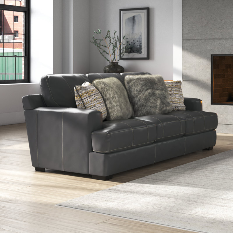 Wade Logan® Arieyanna 92" Italian Leather Match Sofa With 4 Included ... throughout Design Philosophy and Quality Standards in Palmiotto Contemporary Premium Leather Sofas