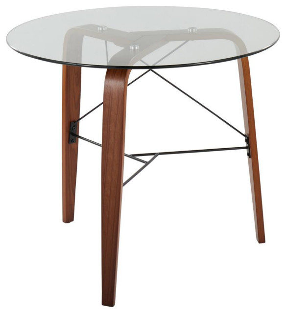 Walnut Wood, Clear Glass Trilogy Round Dinette Table - Contemporary ... regarding Walnut Wood, Clear Glass Trilogy Round Dinette Table