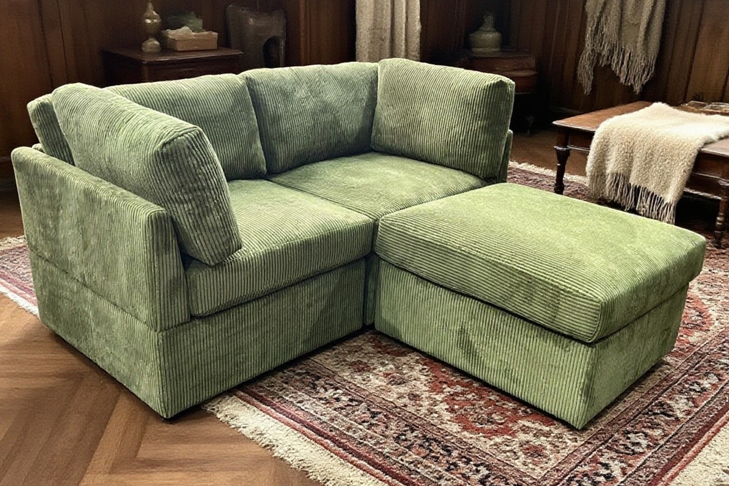 Winslow Corduroy Fabric Modular Sofa Range - Corner throughout Small Down Filled Sofa, Corduroy-Ginger Double Sofa 59.1X35.4X32.7"