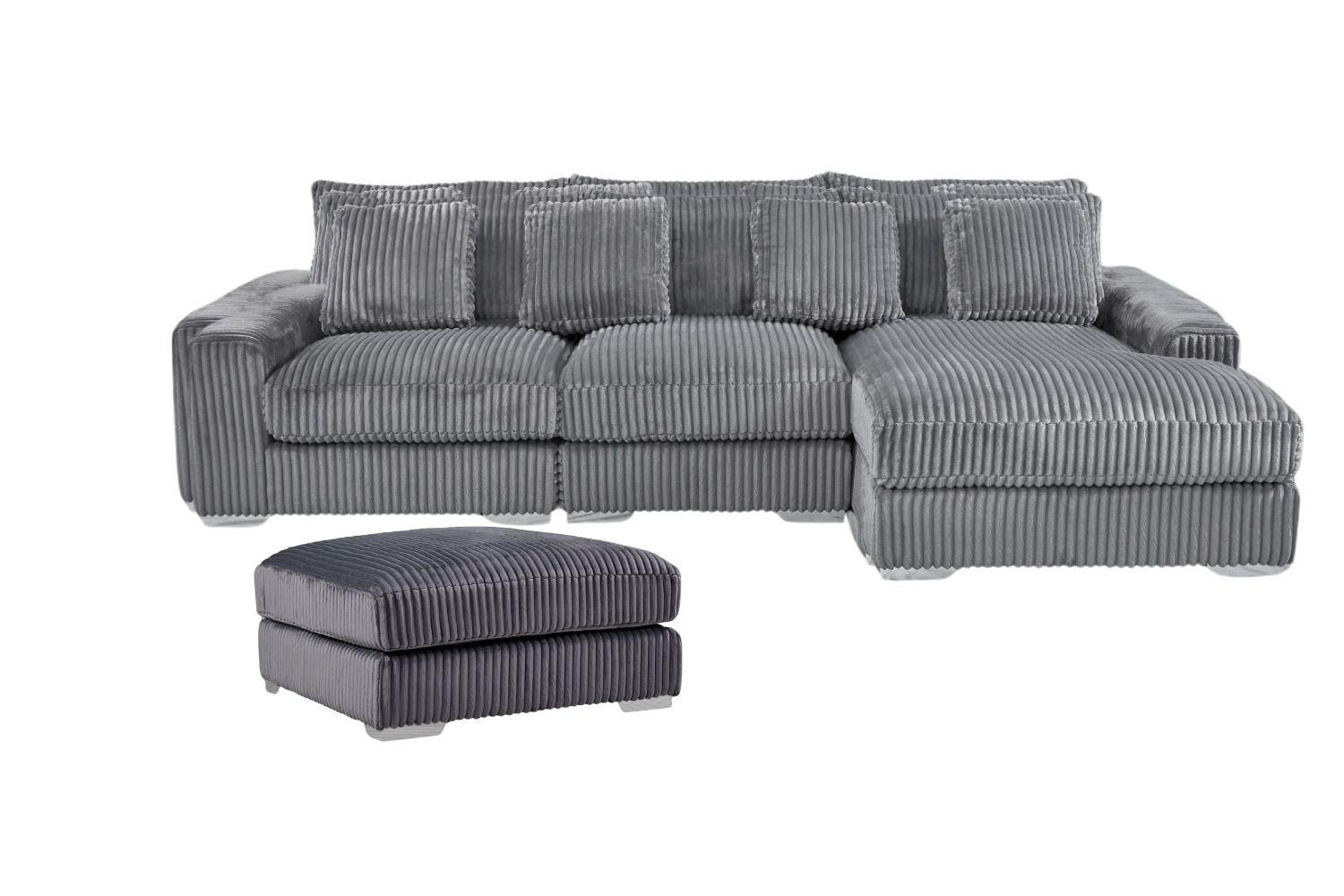 Winston Corduroy Modular Sectional Sofa (Grey) - Armless within Marcel 109.5" Modular Sofa, Pebble Gray Corduroy