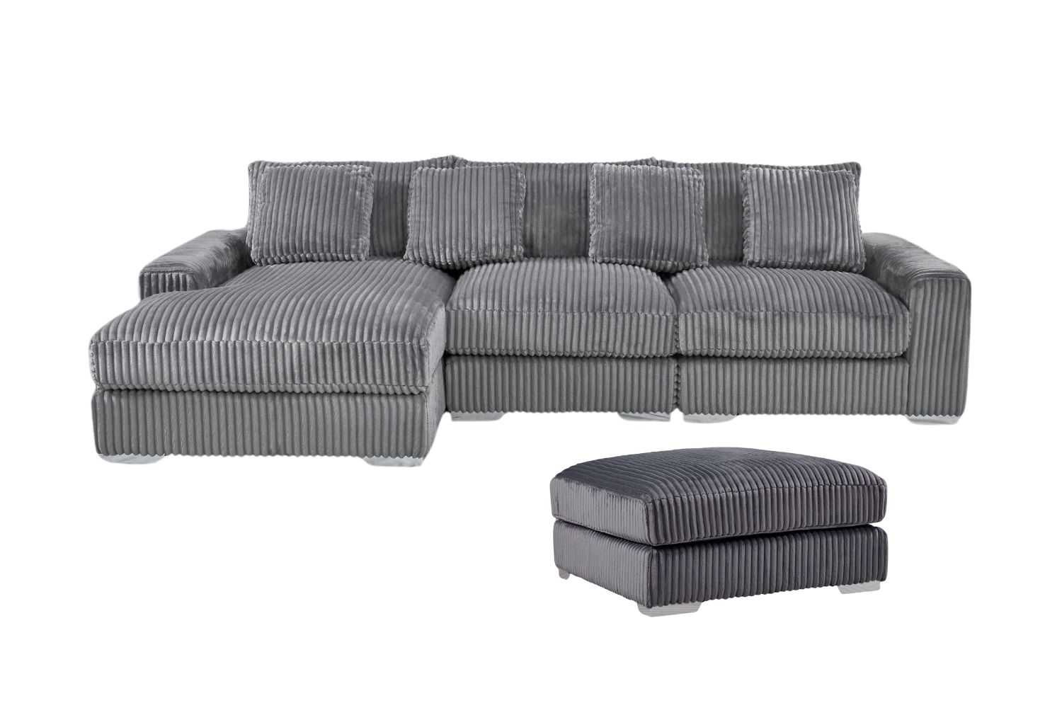 Winston Corduroy Modular Sectional Sofa With Ottoman (Grey)-Ifurniture ... throughout How corduroy fabric transforms living room aesthetics
