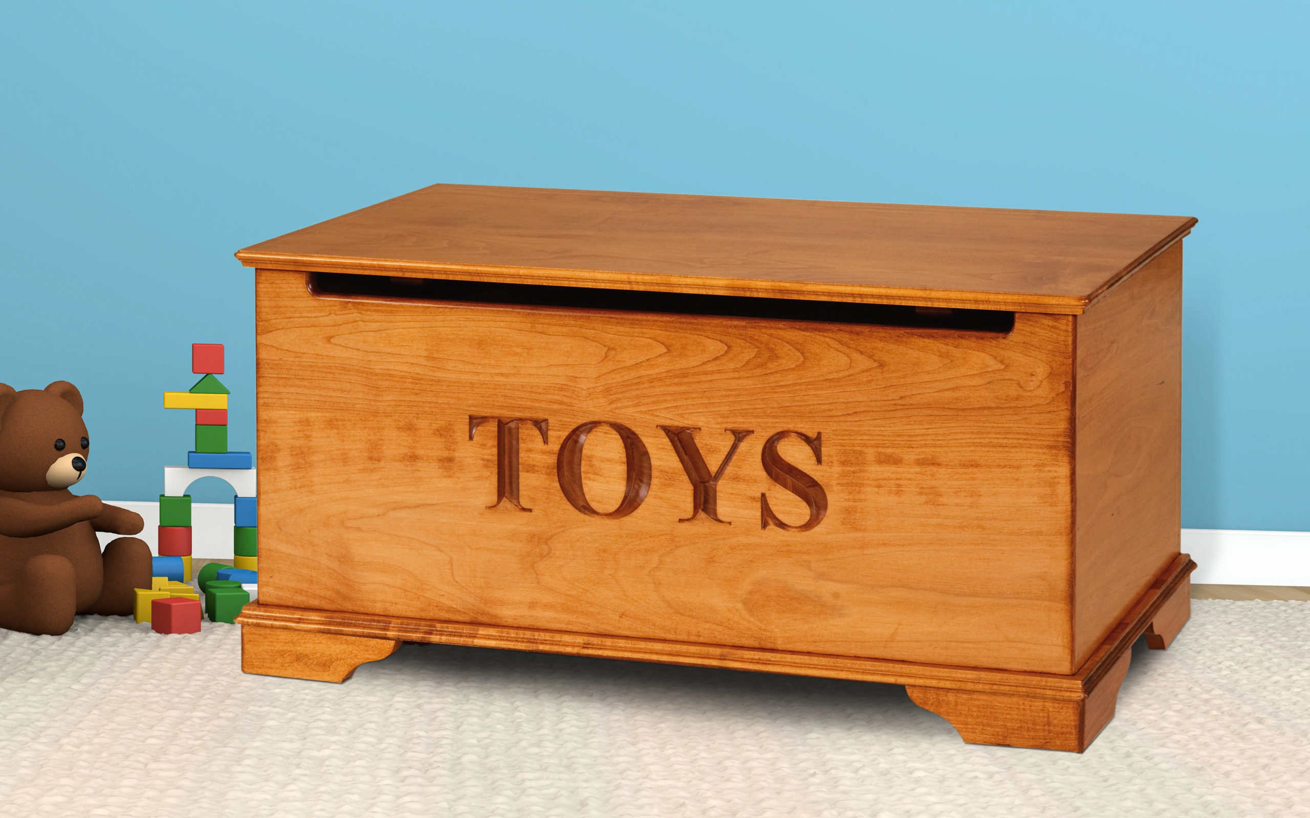 Wooden Kids Toy Box | Durable, Sturdy And Built To Last for Aurea 2 Toy Boxes, Cherry Oak And White Finish