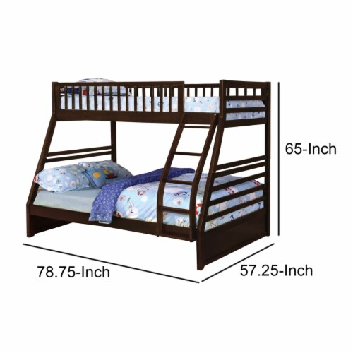 Wooden Twin Over Full Bunk Bed With Angled Ladder, Espresso Brown, 1 ... pertaining to Gewnee Full Over Full Bunk Bed With Ladder For Bedroom In Espresso