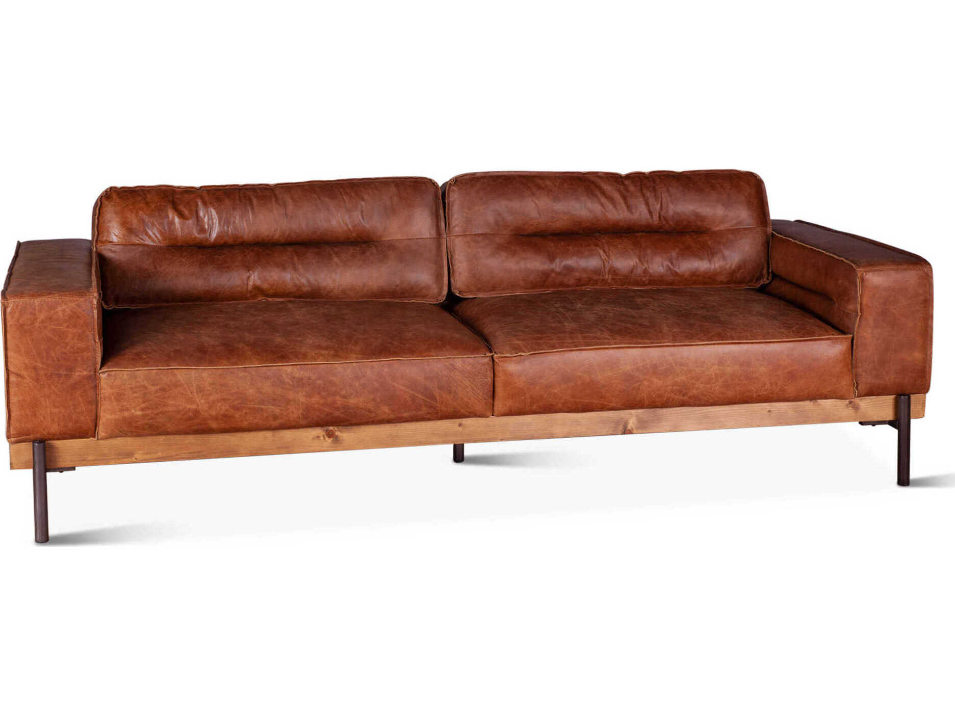 World Interiors Chiavari Cognac Antique Zinc Oak Brown Leather Sofa ... regarding Interior Design Trends Featuring Rich Dark Reddish Brown Textiles