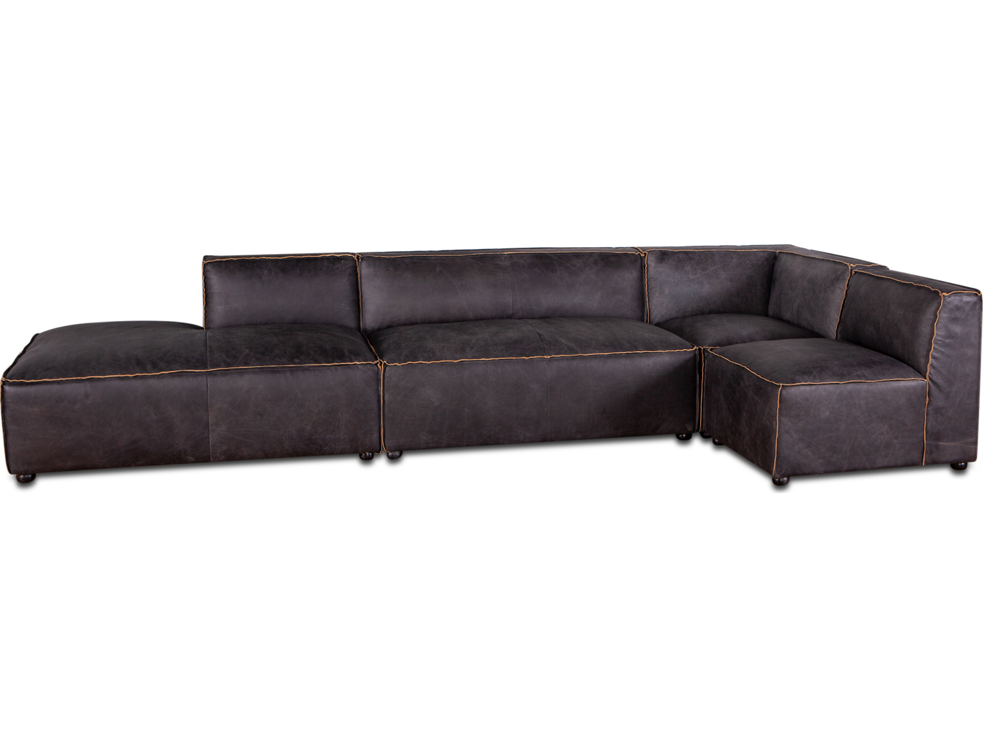 World Interiors Chiavari Leather Sectional Sofa | Witzwciasectae inside World Interiors Chiavari Leather/Wood Sofa In Dark Reddish Brown