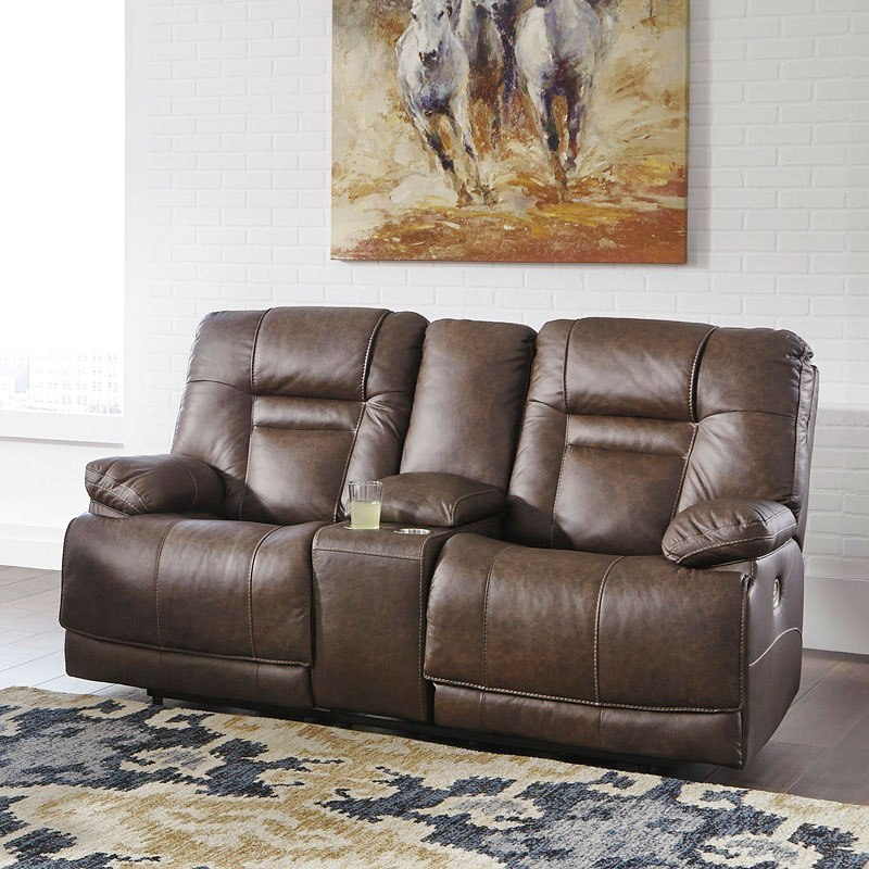 Wurstrow Umber Power Reclining Living Room Set W/ Adjustable Headrests ... throughout Signature Design By Ashley Wurstrow Leather Power Reclining Sofa In Umber