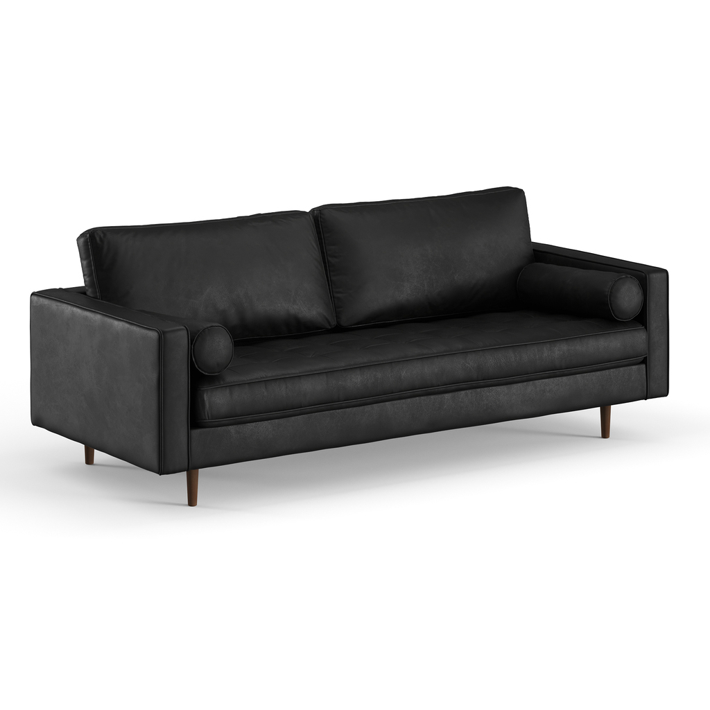 Zander Genuine Leather Sofa In Walnut And Black By Aeon | 1Stopbedrooms inside Transforming Home Spaces with Oliver's Iconic Black Genuine Leather Sofa