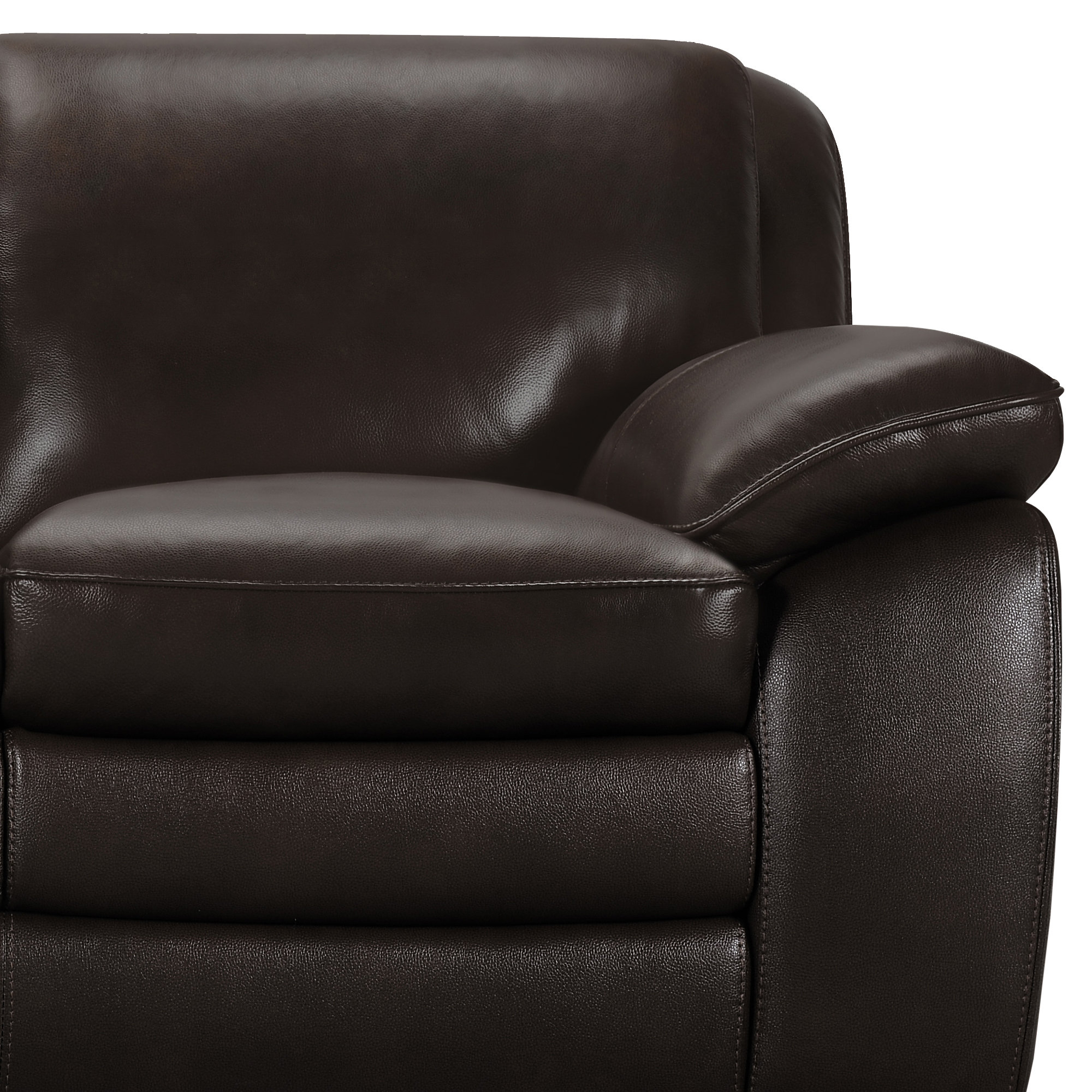 Zanna Contemporary Sofa In Genuine Dark Brown Leather With Brown Wood ... regarding Zanna Modern Hardwood And Dark Brown Leather Sofa