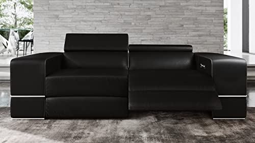 Zuri Furniture Modern Luxor Reclining Sofa With Power Headrests - Black ... in Modern Luxor Reclining Loveseat With Power Headrests, Slate