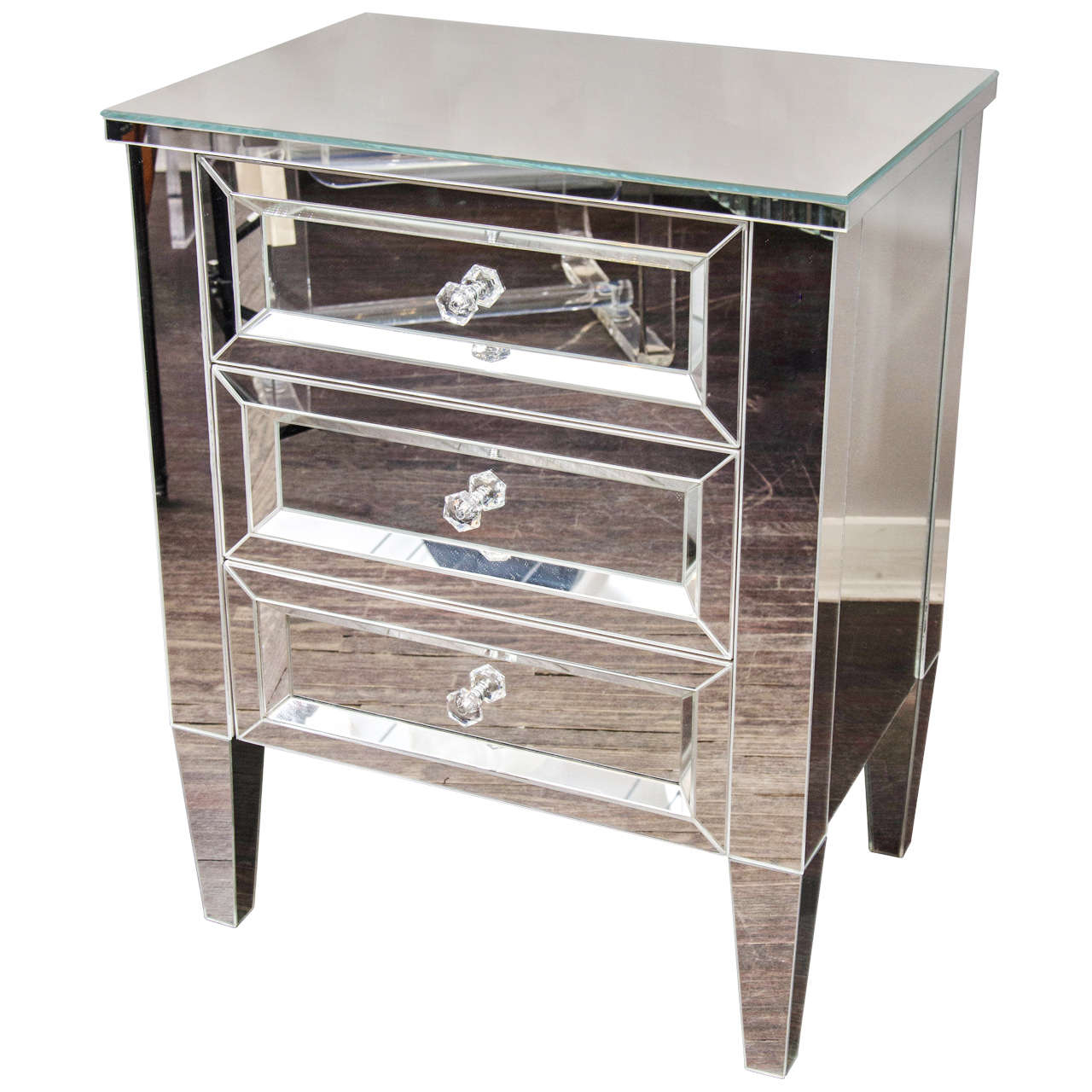 2-Door Mirrored Nightstand With Single Drawer For Sale At 1Stdibs ... pertaining to Creating Visual Harmony with Metallic Finishes in Home Furnishings