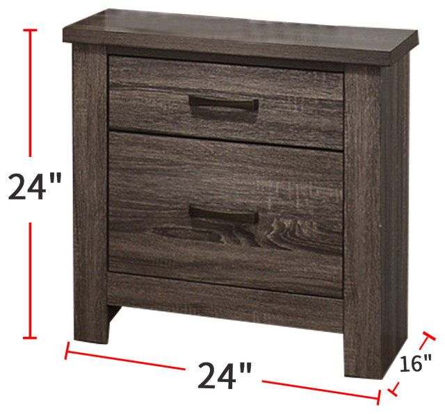 2-Drawer Wood Nightstand, Weathered Gray - Transitional - Nightstands ... intended for Brooklyn Walk 2-Drawer Wood Nightstand - Burnt Umber