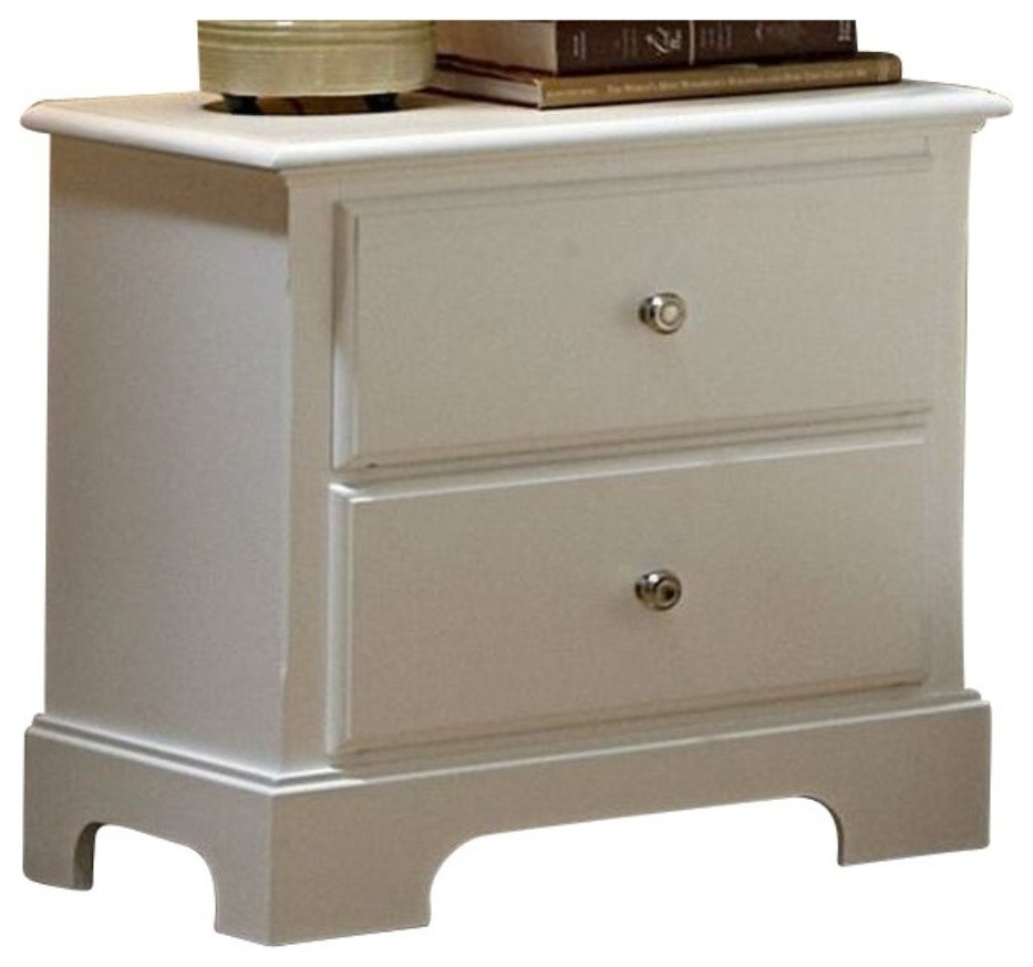2 Drawer Wooden Night Stand, White - Transitional - Nightstands And ... with regard to Benzara Bm188578 Style Two Drawer Wooden Night Stand