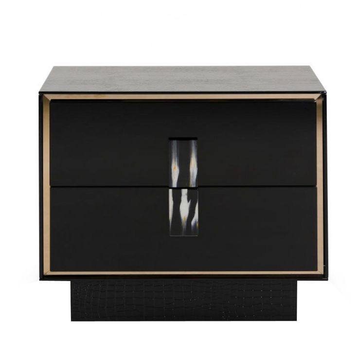 2 Drawer Wooden Nightstand With Textured Details And Metal Accents ... with regard to Contemporary Nightstand, 2 Geometric Textured Drawers & Golden Hardware, Black