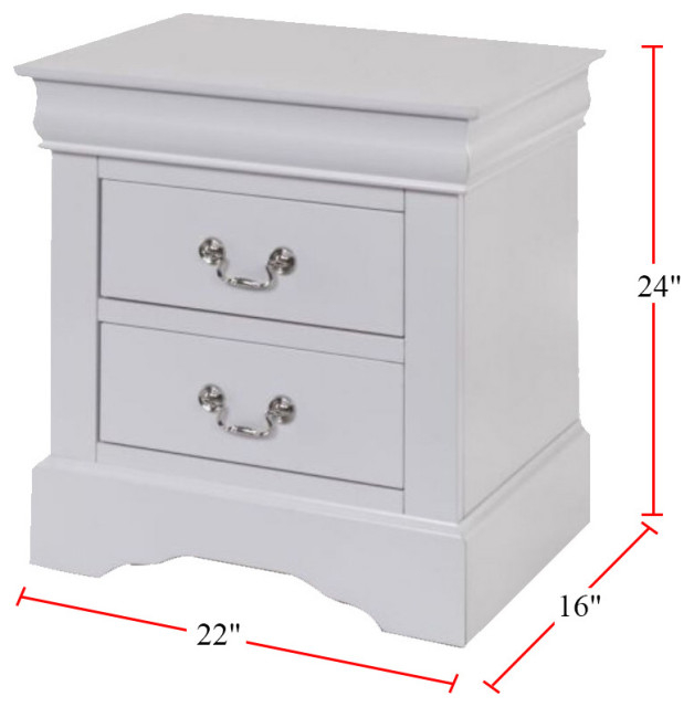 2 Drawers Wood Nightstand, White - Traditional - Nightstands And ... throughout American Woodcrafters Cottage Traditions Eggshell White 2-Drawer Wood Nightstand