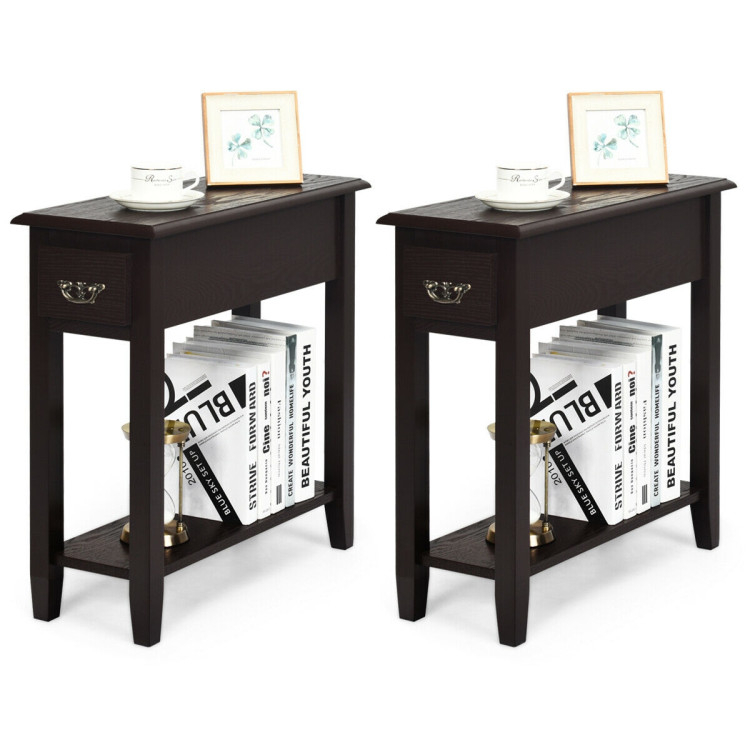 2 Pieces 2 Tier Sofa Side End Table With Drawer And Open Shelf - Costway throughout Creating harmony in your sleeping space with matching bedside table sets