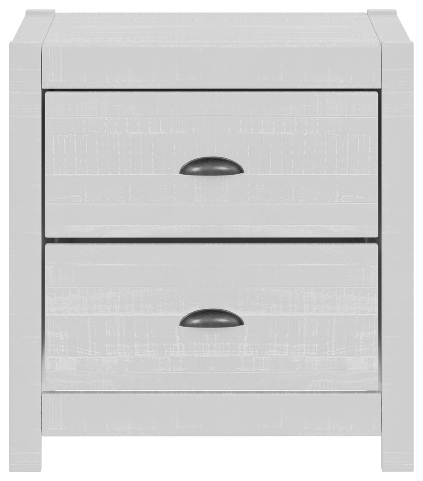 24" White Distressed Solid Wood Two Drawer Nightstand - Transitional ... pertaining to Design elements that define authentic French traditional furniture