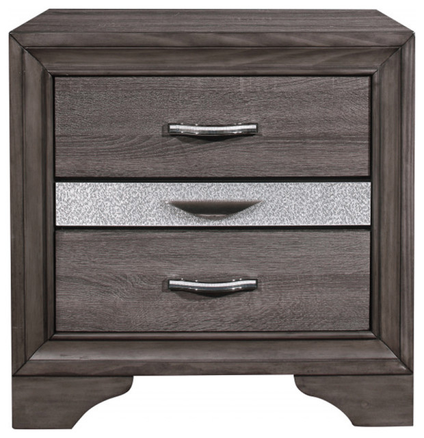 27" Gray Two Drawer Nightstand - Transitional - Nightstands And Bedside ... regarding Contempo Gray Faux Marble And Gray Two Drawer Nightstand
