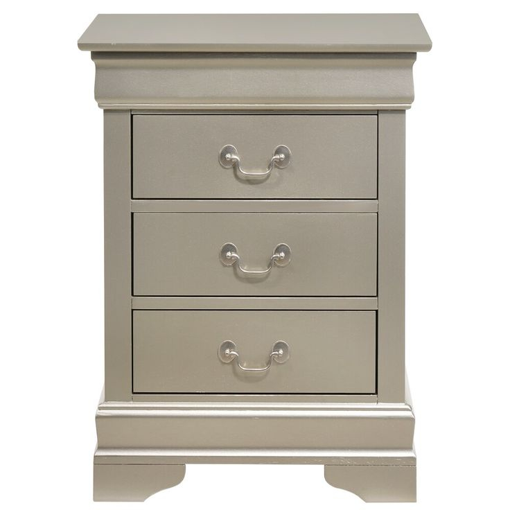 3-Drawer Silver Champagne Nightstand (29 In. H X 16 In. W X 21 In. D) with regard to Restoring Vintage Louis Philippe Silver Nightstand to Its Original Glory