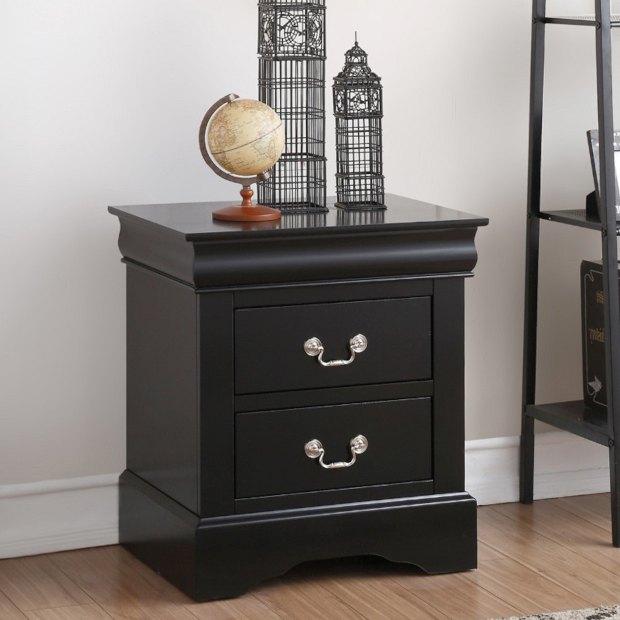 Acme Louis Phillipe Iii 2-Drawer Nightstand In Black | 1Stopbedrooms intended for Acm-19503, Acme Louis Philippe Iii Nightstand, Black