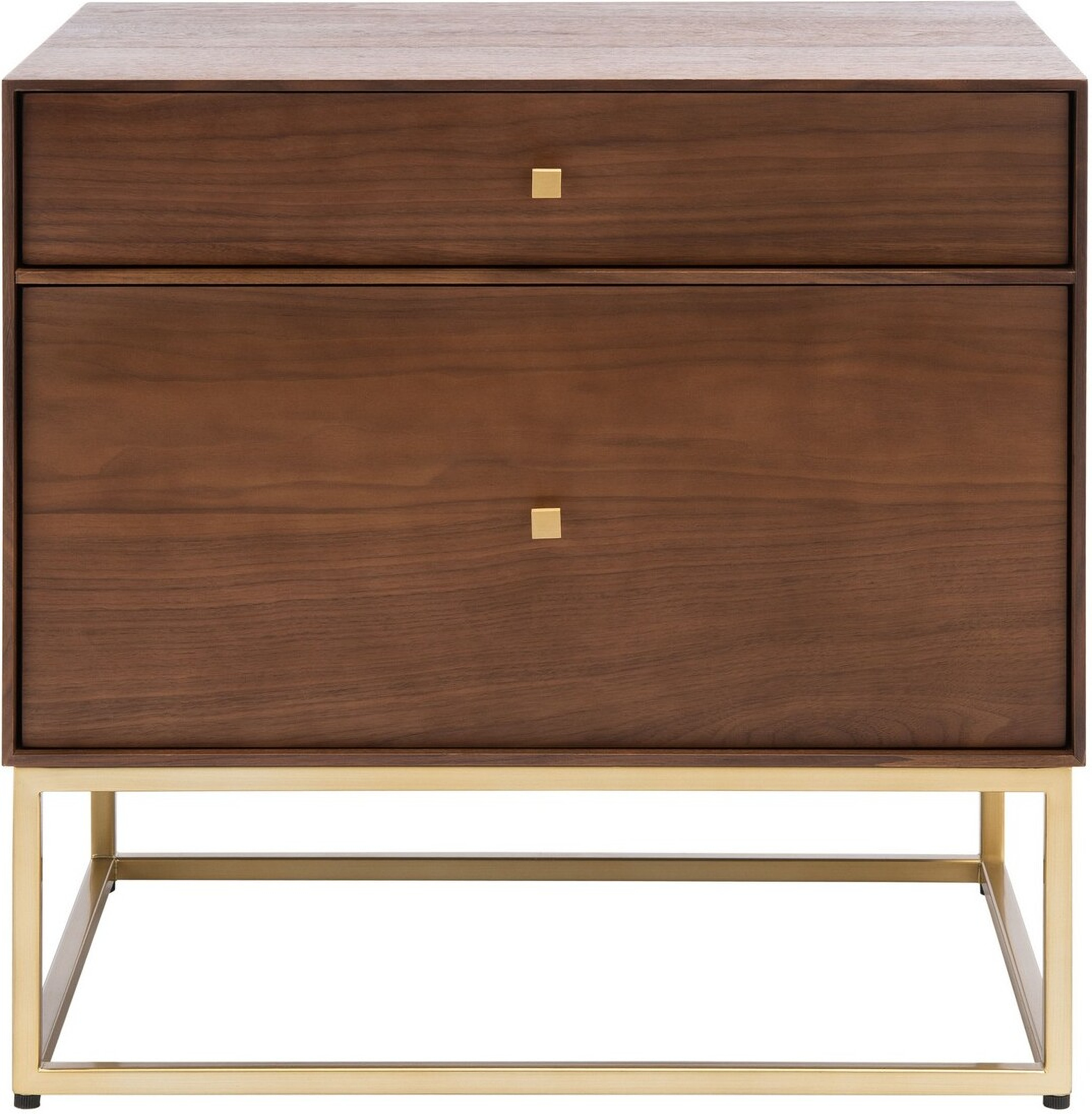 Adelyn 2 Drawer Nightstand In Walnut And Gold By Safavieh Couture ... inside How to choose the right nightstand for your bedroom setup